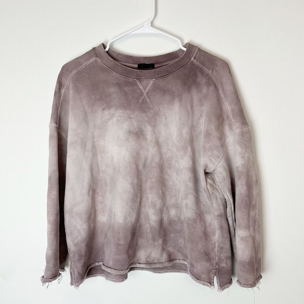 ATM Tie Dye Crew Neck French Terry Sweatshirt in Mushroom Tie Dye - Size Medium​
